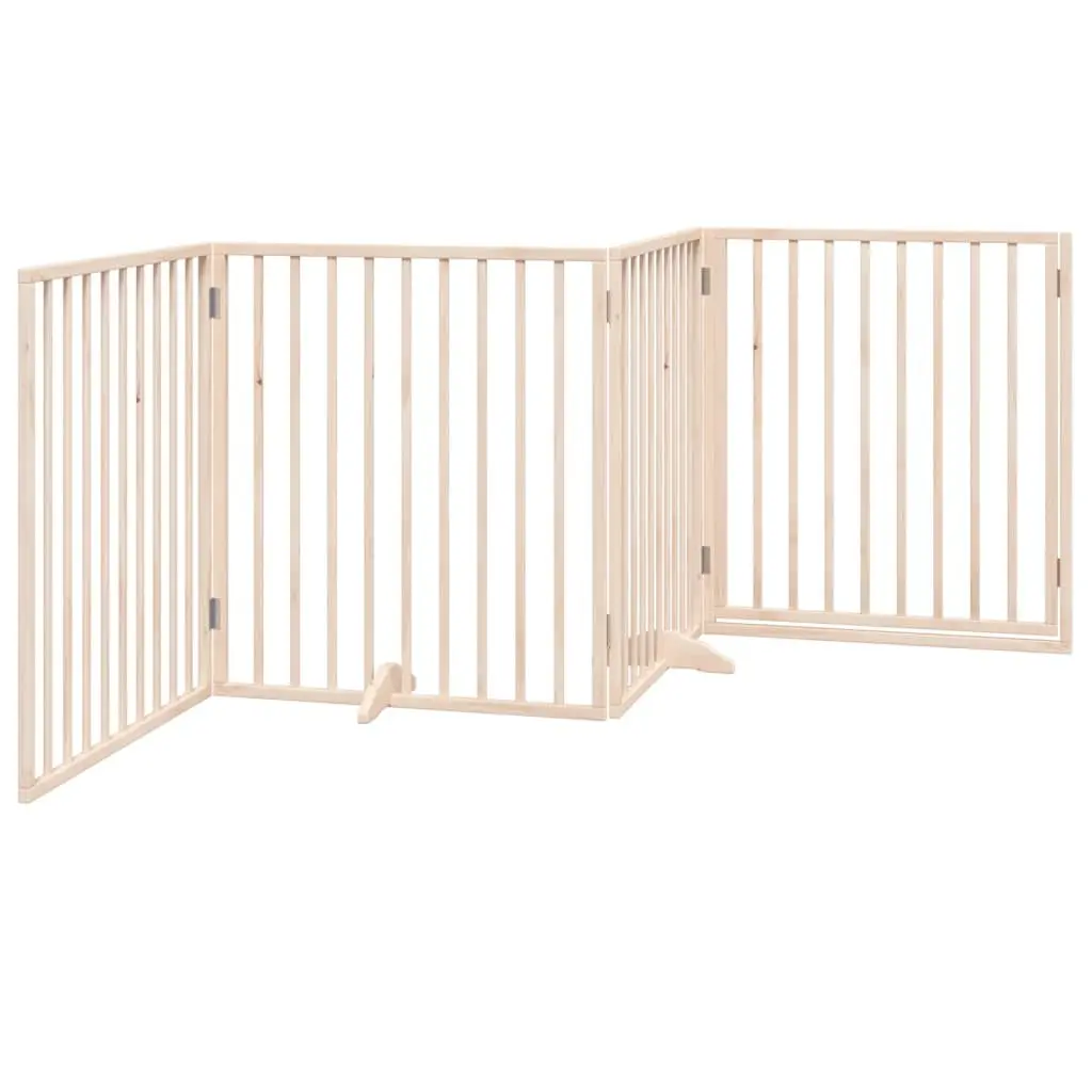 Dog Gate Foldable 4 Panels 320cm Poplar Wood Pet Safety Barrier for Living Room Kitchen Stairs Doorways