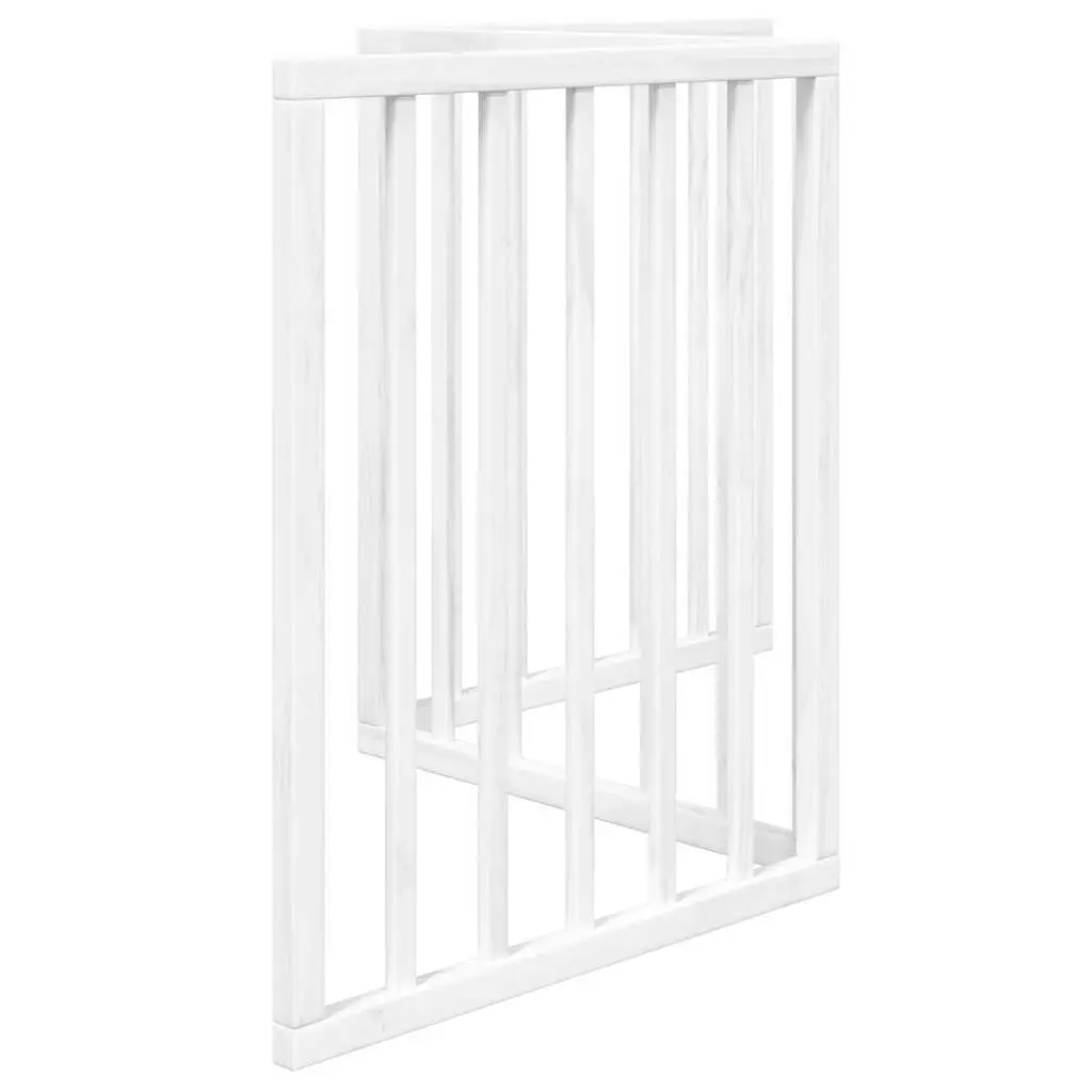 Foldable Dog Gate 3 Panel 150cm White Poplar Wood Pet Safety Barrier