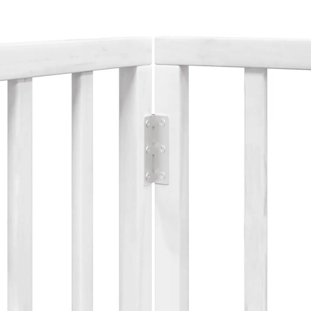 Foldable Dog Gate 3 Panel 150cm White Poplar Wood Pet Safety Barrier