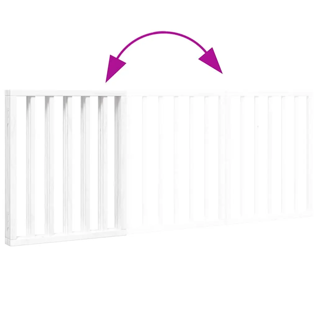 Foldable Dog Gate 3 Panel 150cm White Poplar Wood Pet Safety Barrier