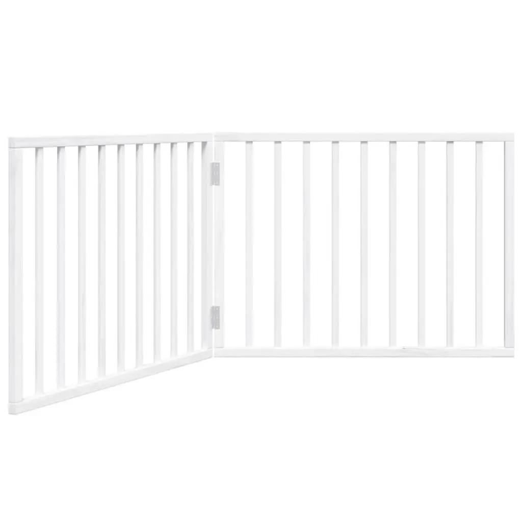 Dog Gate Foldable 2 Panels White 160cm Poplar Wood Pet Safety Barrier Living Room Kitchen Stairs Doorway