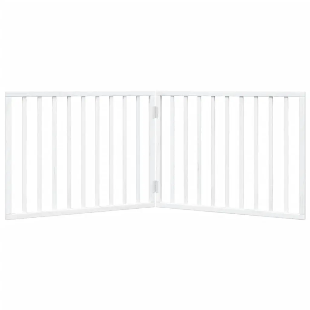 Dog Gate Foldable 2 Panels White 160cm Poplar Wood Pet Safety Barrier Living Room Kitchen Stairs Doorway