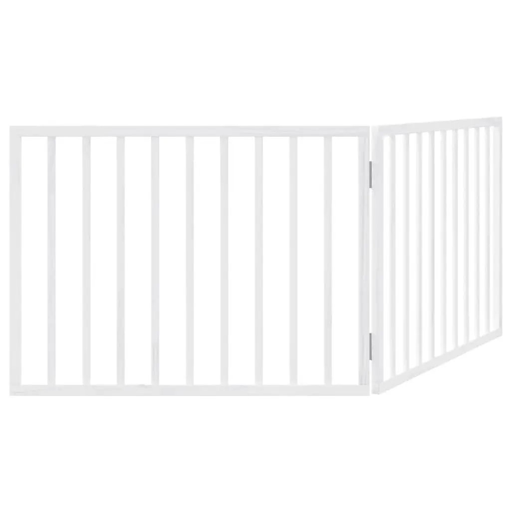 Dog Gate Foldable 2 Panels White 160cm Poplar Wood Pet Safety Barrier Living Room Kitchen Stairs Doorway