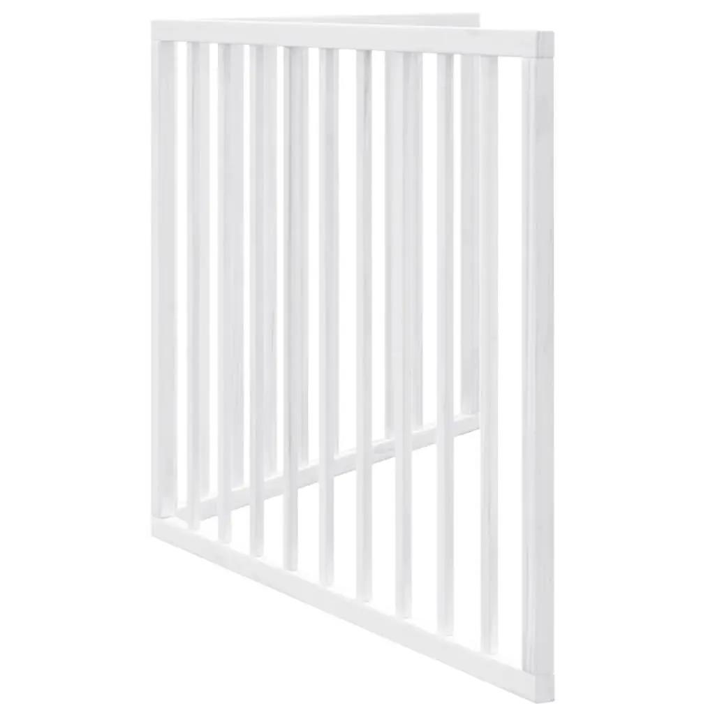 Dog Gate Foldable 2 Panels White 160cm Poplar Wood Pet Safety Barrier Living Room Kitchen Stairs Doorway