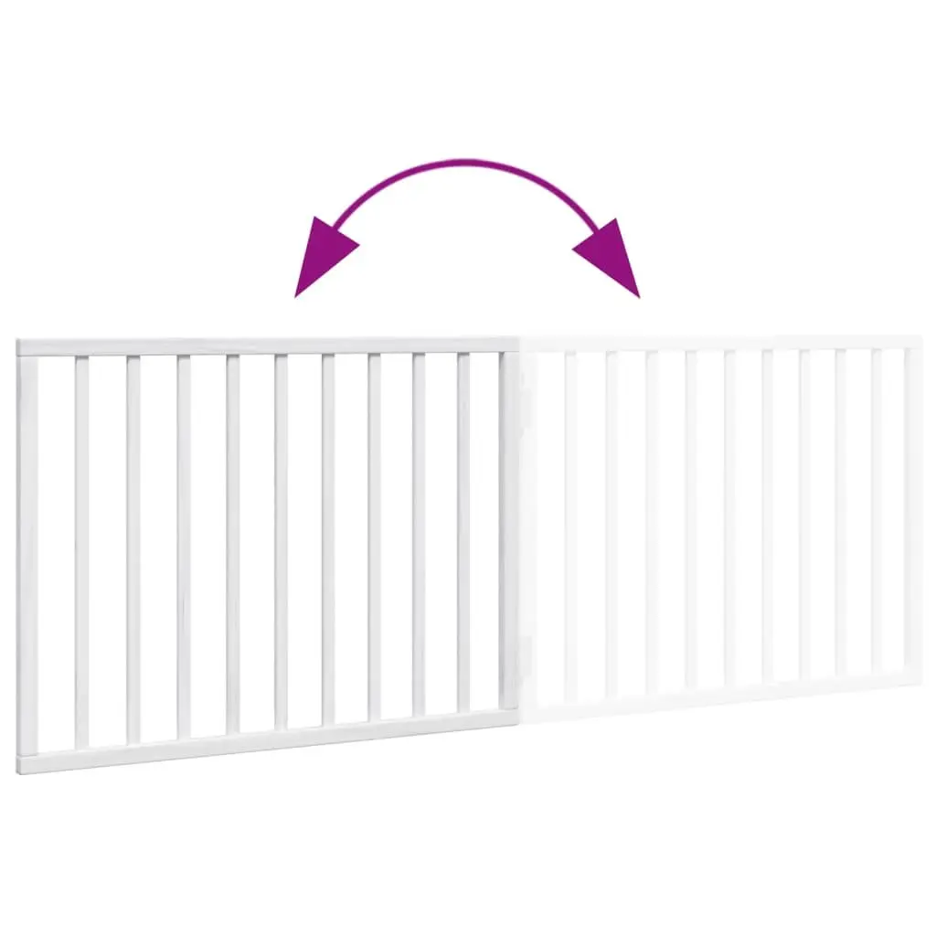 Dog Gate Foldable 2 Panels White 160cm Poplar Wood Pet Safety Barrier Living Room Kitchen Stairs Doorway