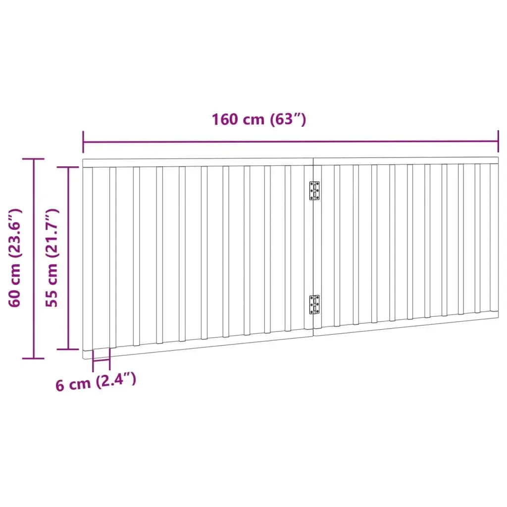 Dog Gate Foldable 2 Panels White 160cm Poplar Wood Pet Safety Barrier Living Room Kitchen Stairs Doorway
