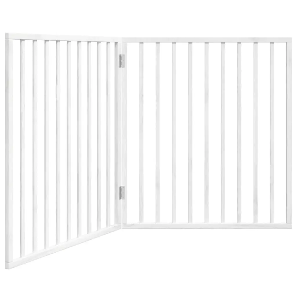 Dog Gate Foldable 2 Panels White 160cm Poplar Wood Pet Safety Barrier
