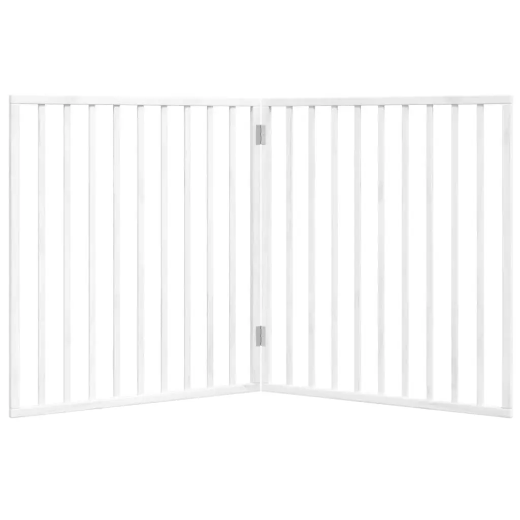 Dog Gate Foldable 2 Panels White 160cm Poplar Wood Pet Safety Barrier