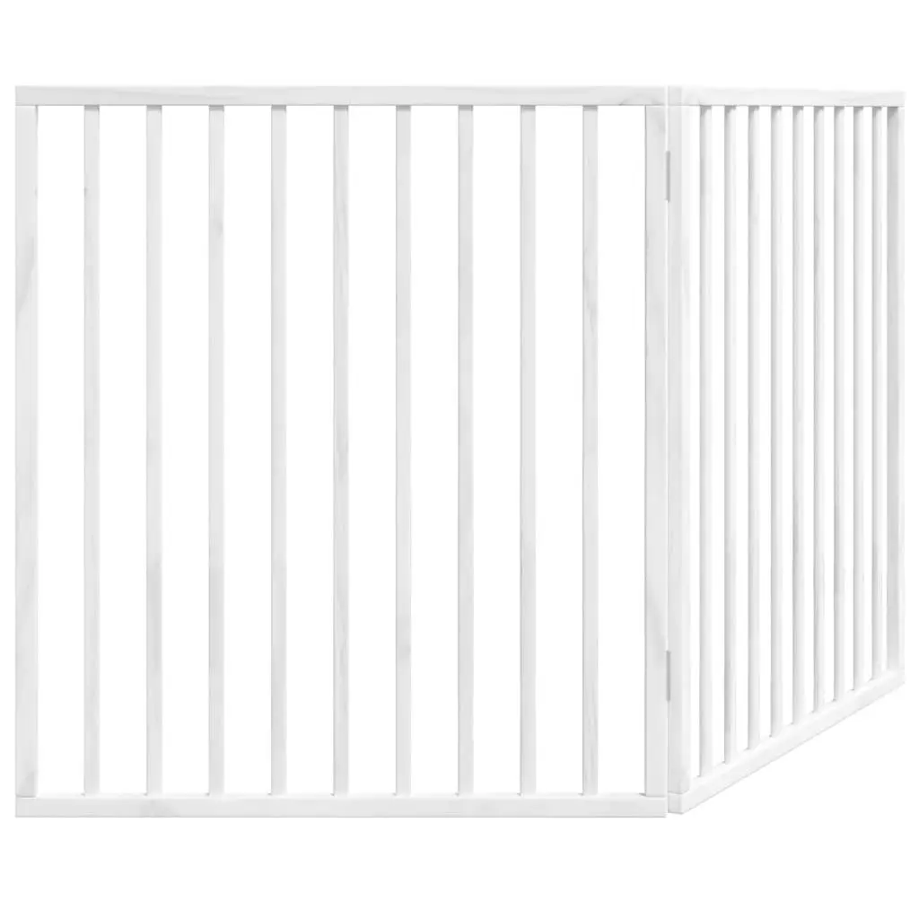 Dog Gate Foldable 2 Panels White 160cm Poplar Wood Pet Safety Barrier