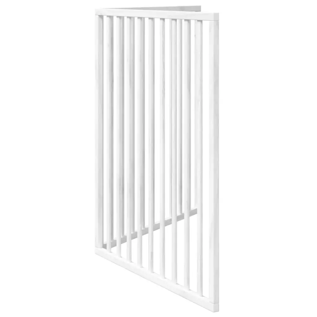 Dog Gate Foldable 2 Panels White 160cm Poplar Wood Pet Safety Barrier
