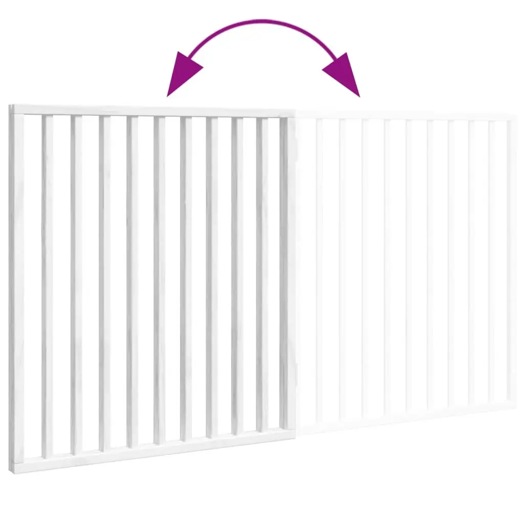 Dog Gate Foldable 2 Panels White 160cm Poplar Wood Pet Safety Barrier