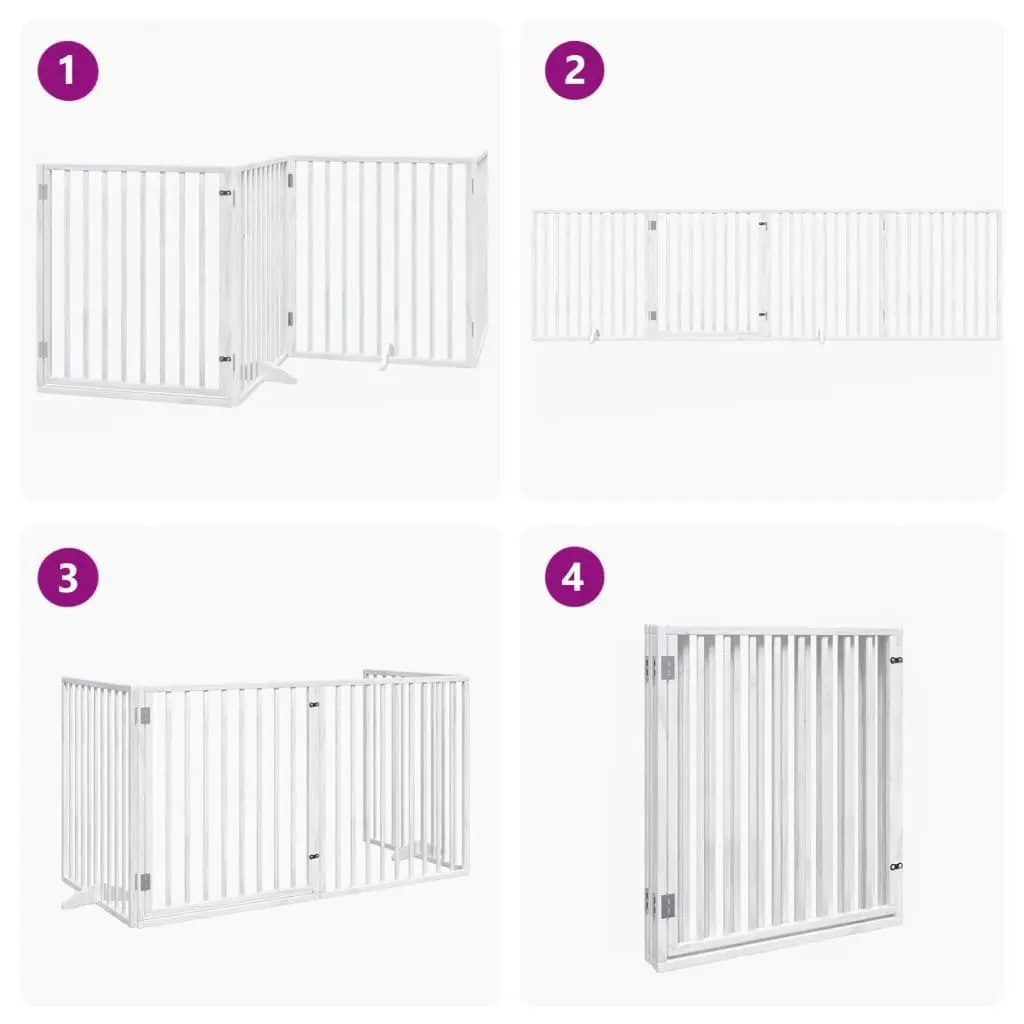 Foldable 4-Panel Dog Gate in White