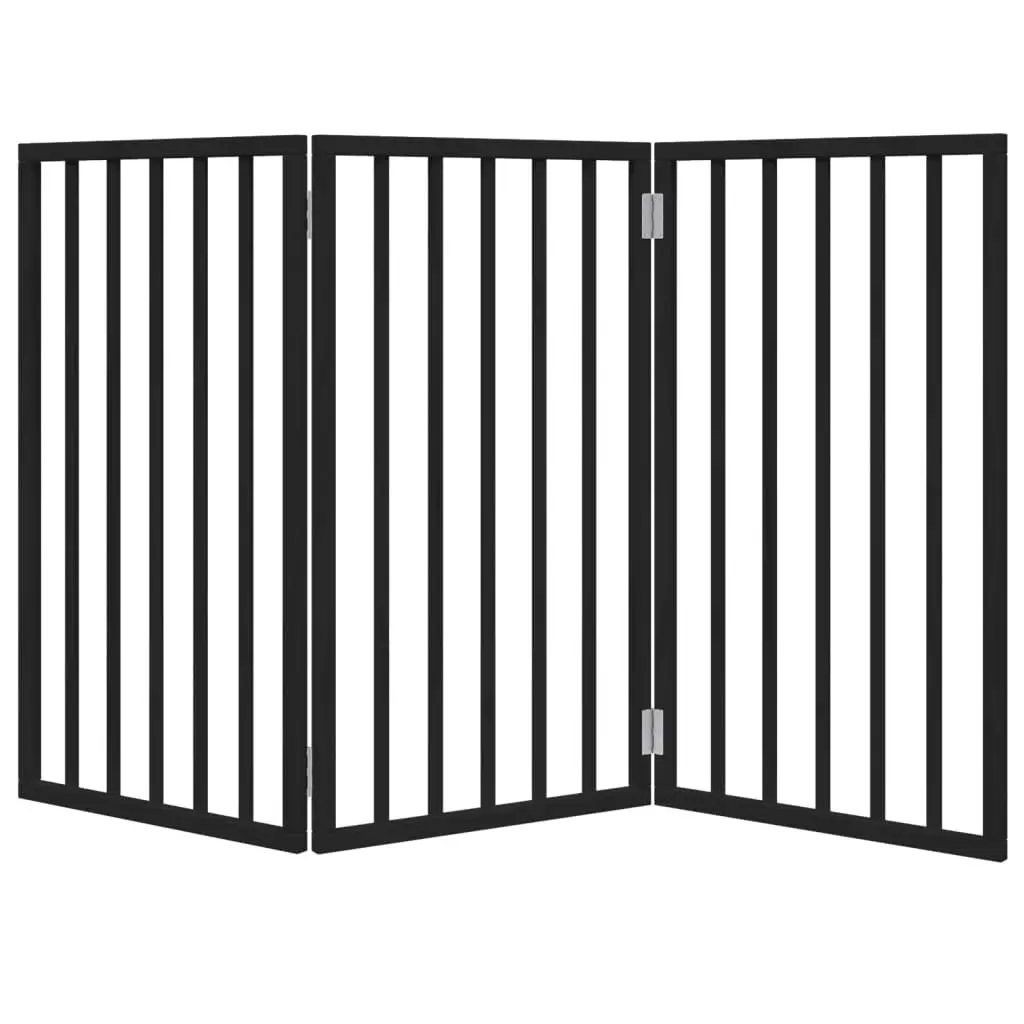 Dog Gate Foldable 3 Panels Black 150 cm Living Room Kitchen Stairs Doorways