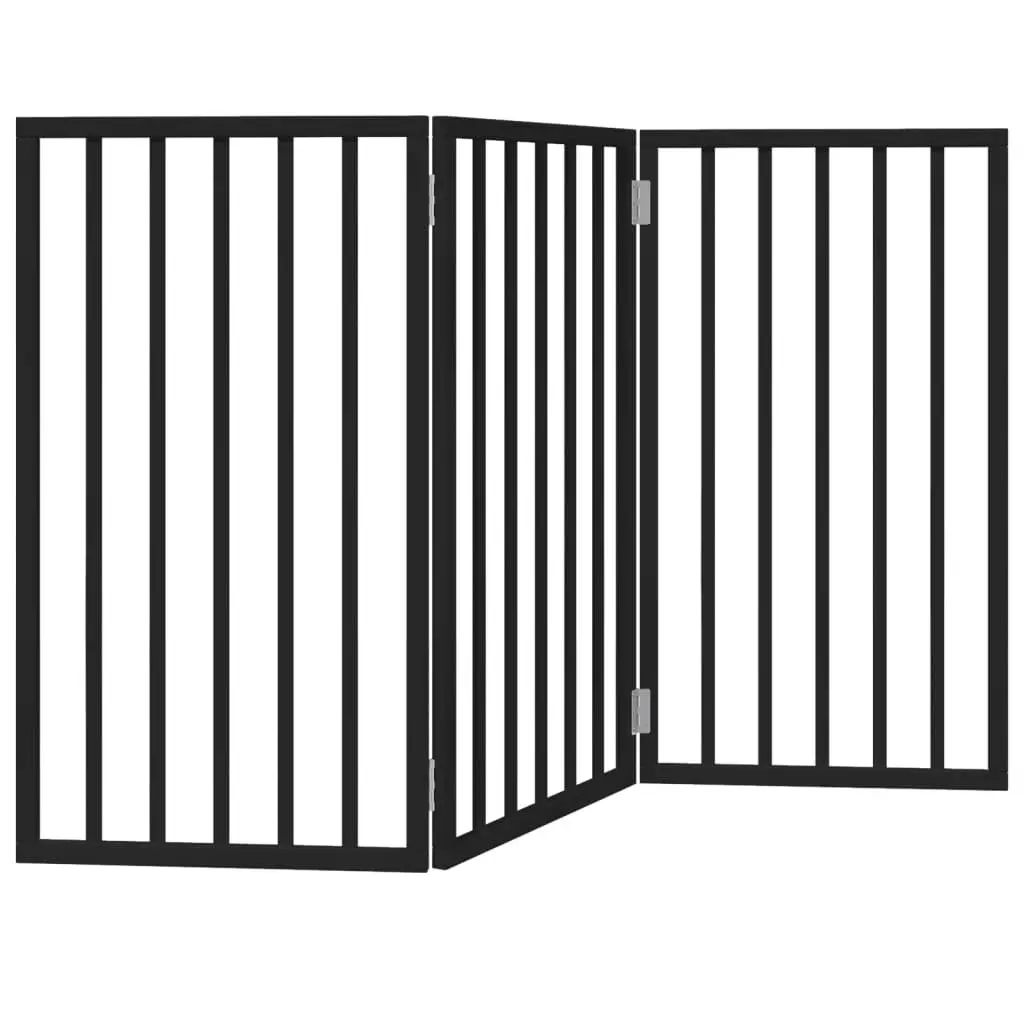 Dog Gate Foldable 3 Panels Black 150 cm Living Room Kitchen Stairs Doorways