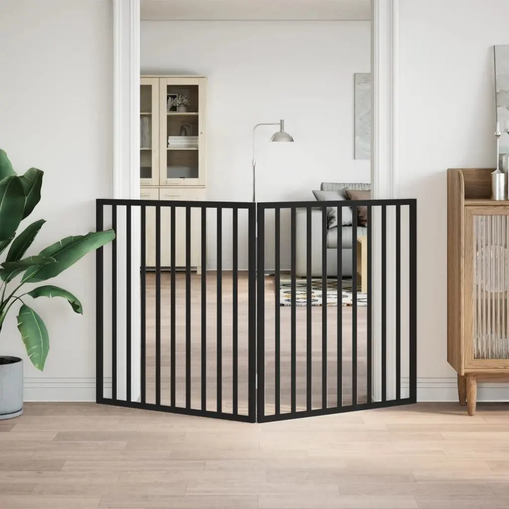 Dog Gate Foldable 2 Panels Black 160cm for Living Room Kitchen Stairs Doorways