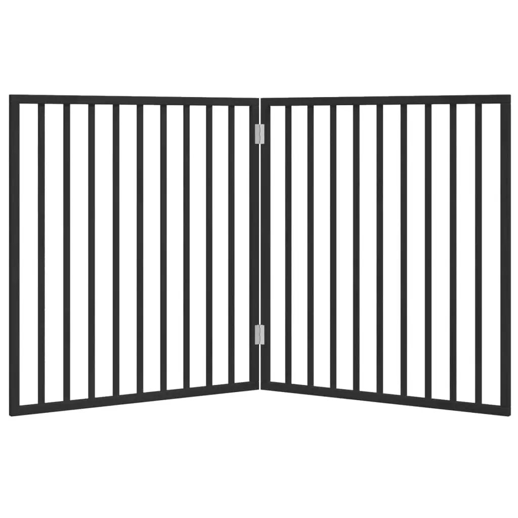 Dog Gate Foldable 2 Panels Black 160cm for Living Room Kitchen Stairs Doorways