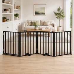 4-Panel Foldable Dog Gate - Black Poplar Wood Specs