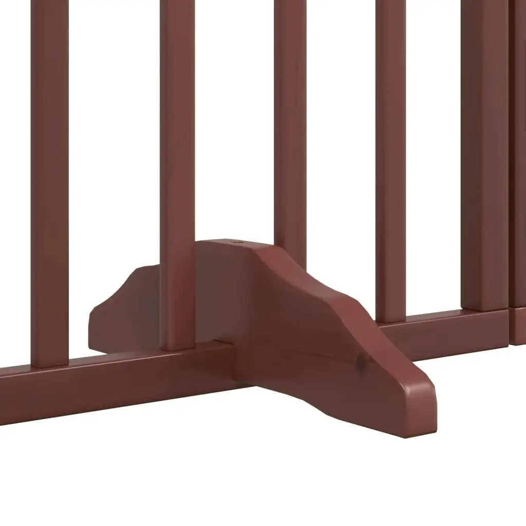 Dog Gate Foldable 4 Panels with Door for Living Room Kitchen Stairs Doorways Brown Poplar Wood