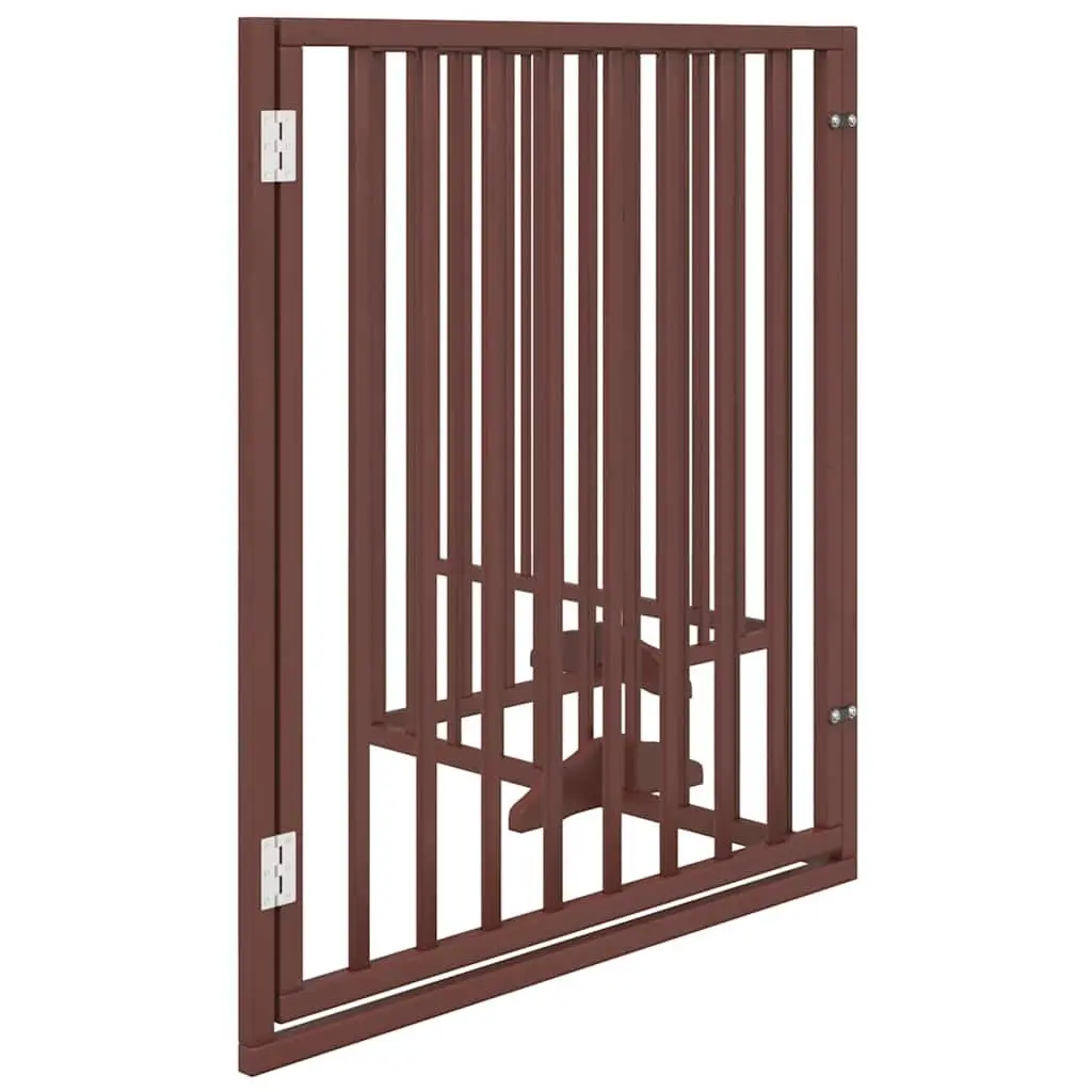 Foldable Dog Barrier Gate 4 Panels Brown Poplar Wood 320cm Pet Safety Door