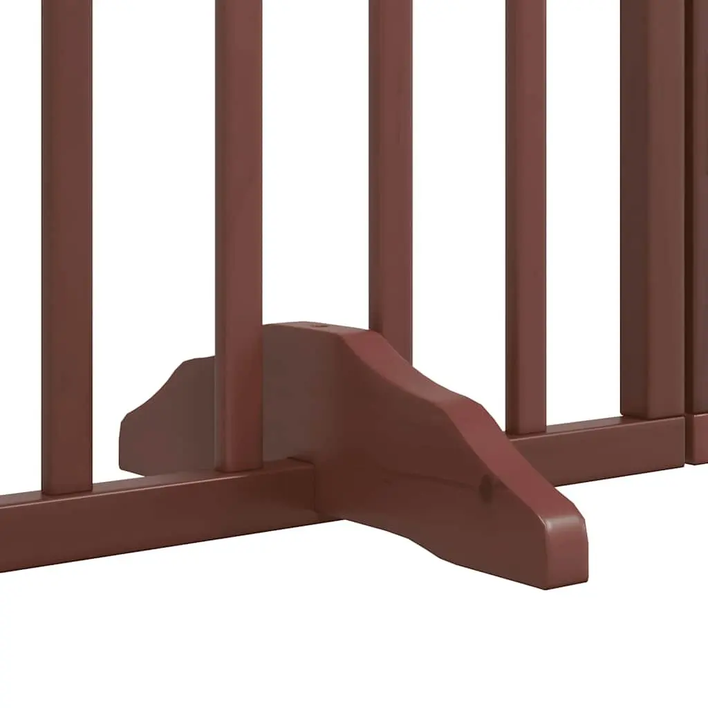 Foldable Dog Barrier Gate 4 Panels Brown Poplar Wood 320cm Pet Safety Door