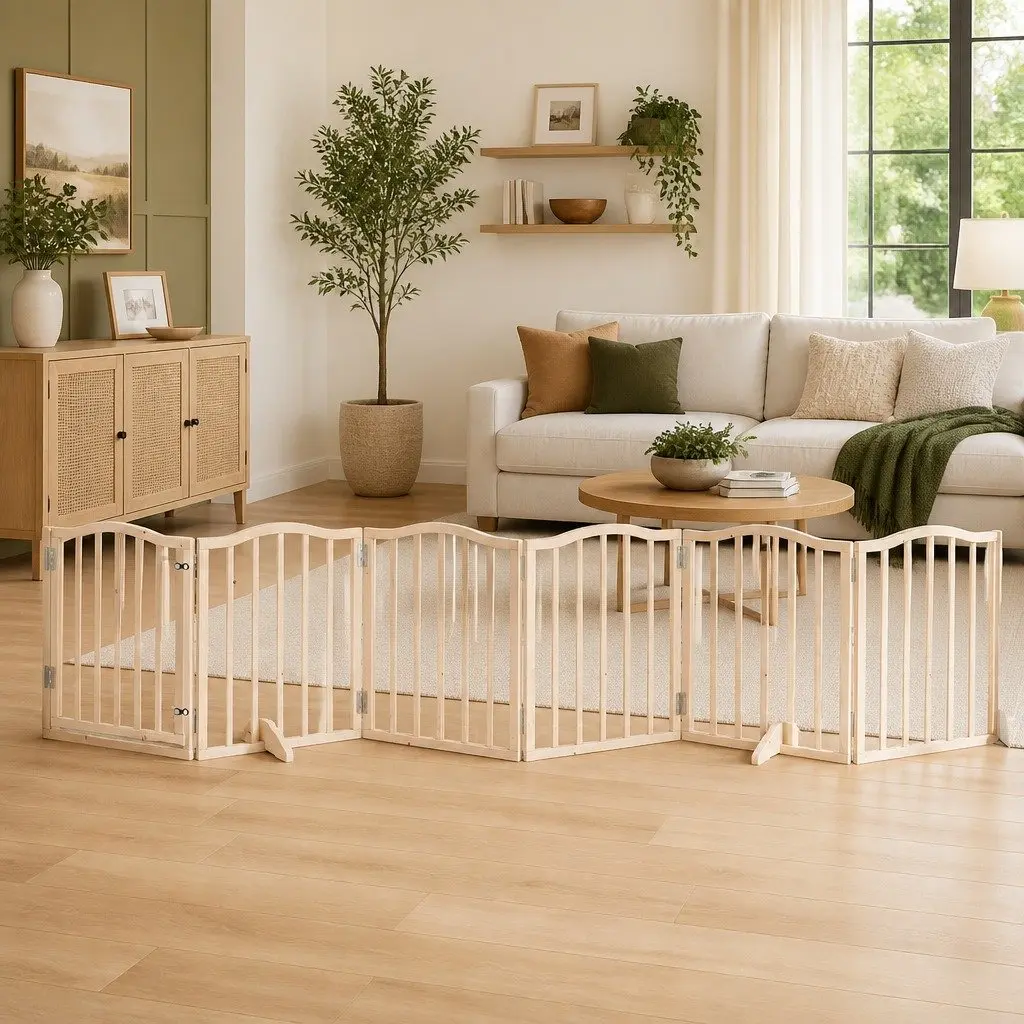6-Panel Poplar Wood Dog Gate
