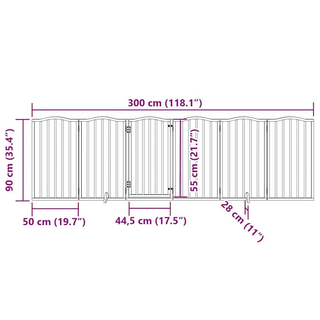 Dog Gate Foldable 6 Panel Pet Safety Barrier Poplar Wood Enclosure with Door