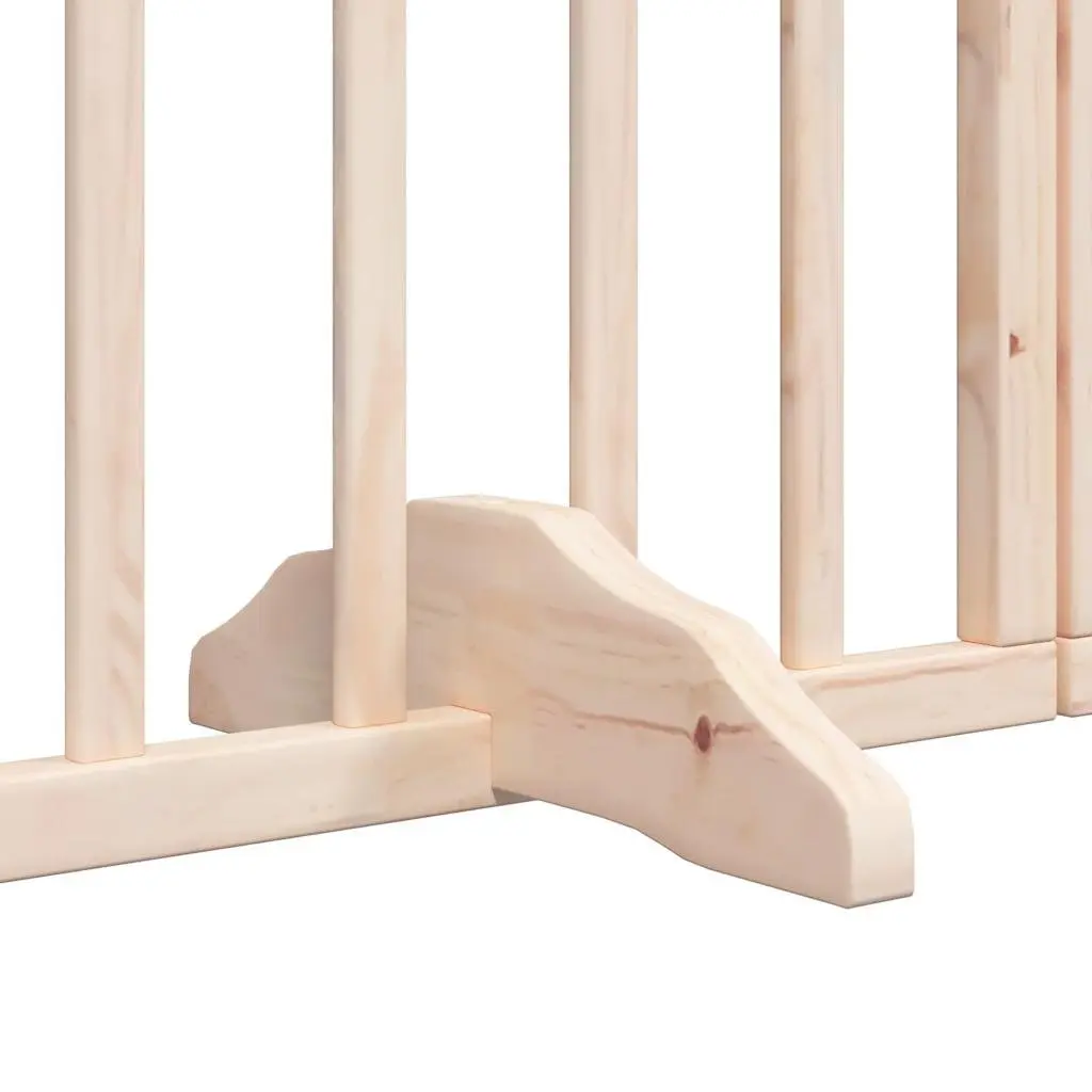 Dog Gate Foldable 6 Panel Pet Safety Barrier Poplar Wood Enclosure with Door