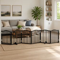 Dog Gate Specifications: Foldable 300cm Barrier in Black