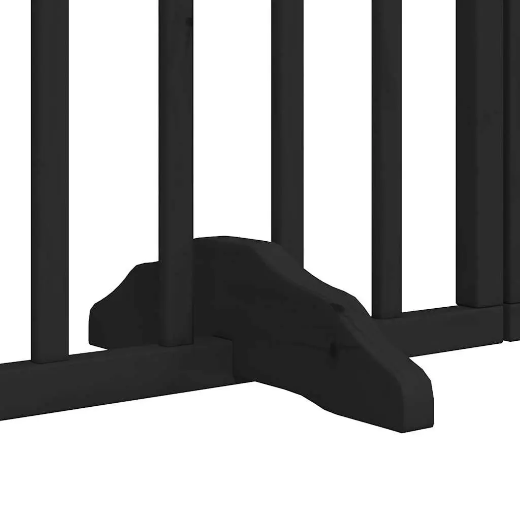 Dog Gate Foldable 6 Panels Black 300cm Poplar Wood Pet Safety Barrier Door