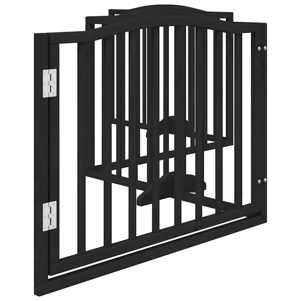 Pet Safety Barrier Foldable 4 Panel Gate Black 320cm Poplar Wood for Dogs