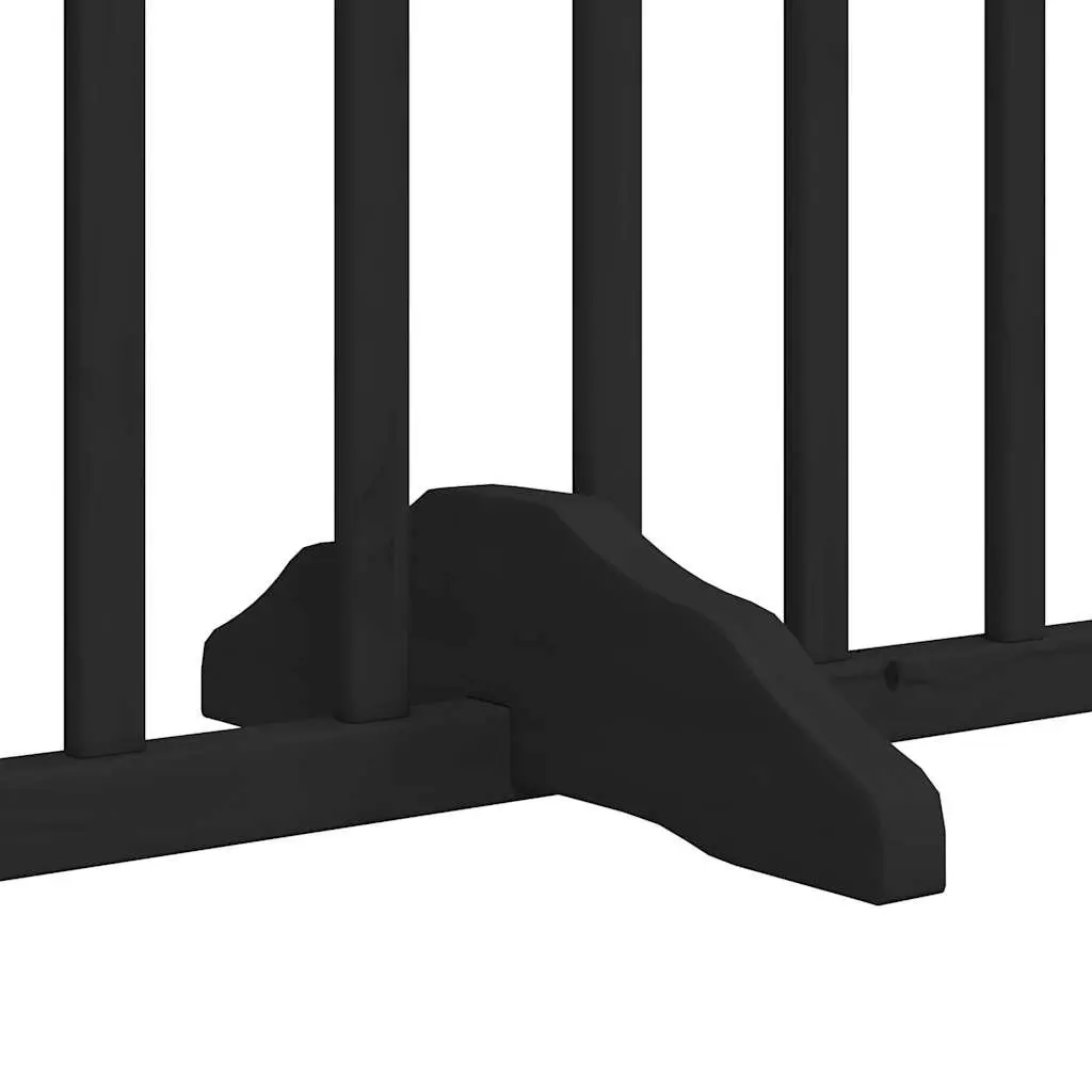 Pet Safety Barrier Foldable 4 Panel Gate Black 320cm Poplar Wood for Dogs