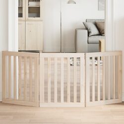 Dog Gate - 3 Panels, 150 cm, Poplar Wood, Brown