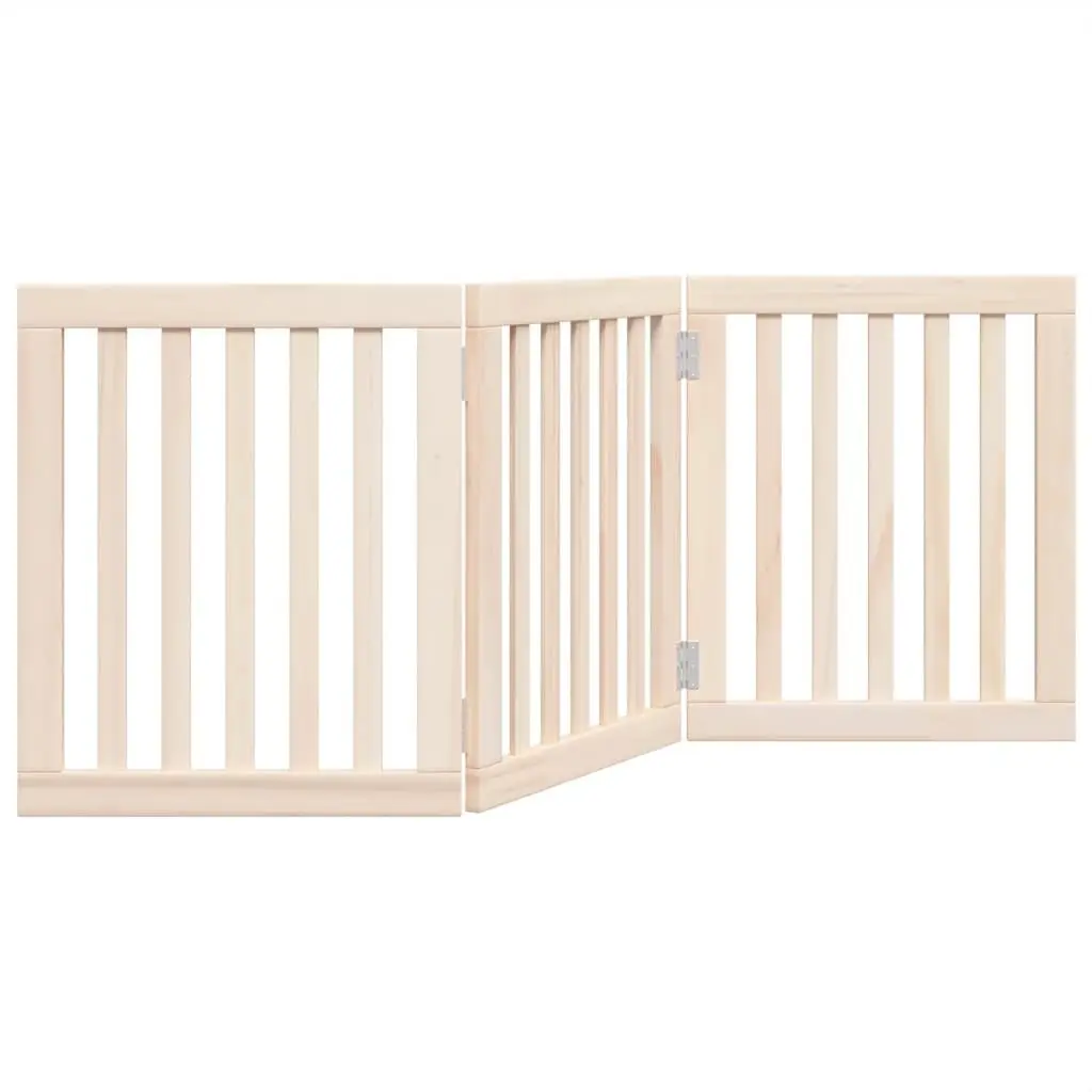 Dog Gate Foldable 3 Panels for Living Room Kitchen Stairs 150 cm Poplar Wood Brown