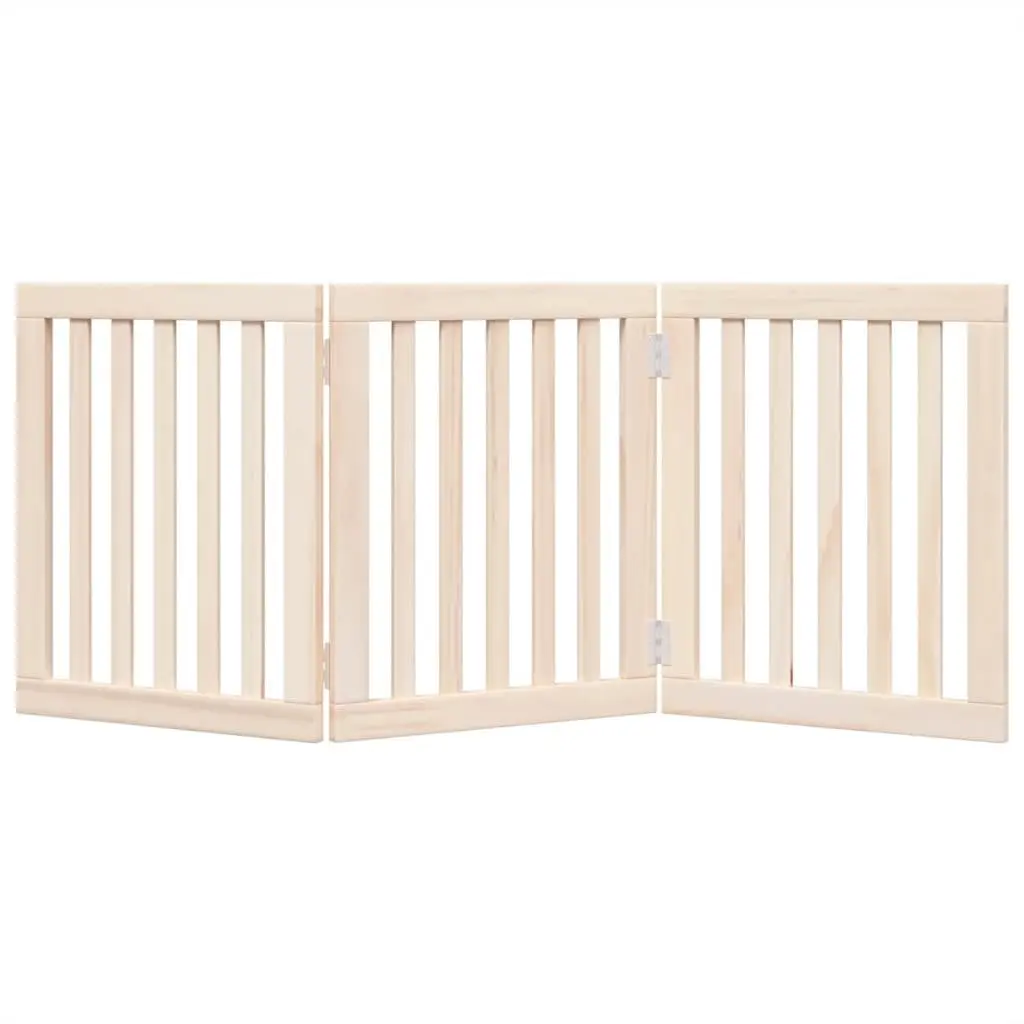 Dog Gate Foldable 3 Panels for Living Room Kitchen Stairs 150 cm Poplar Wood Brown