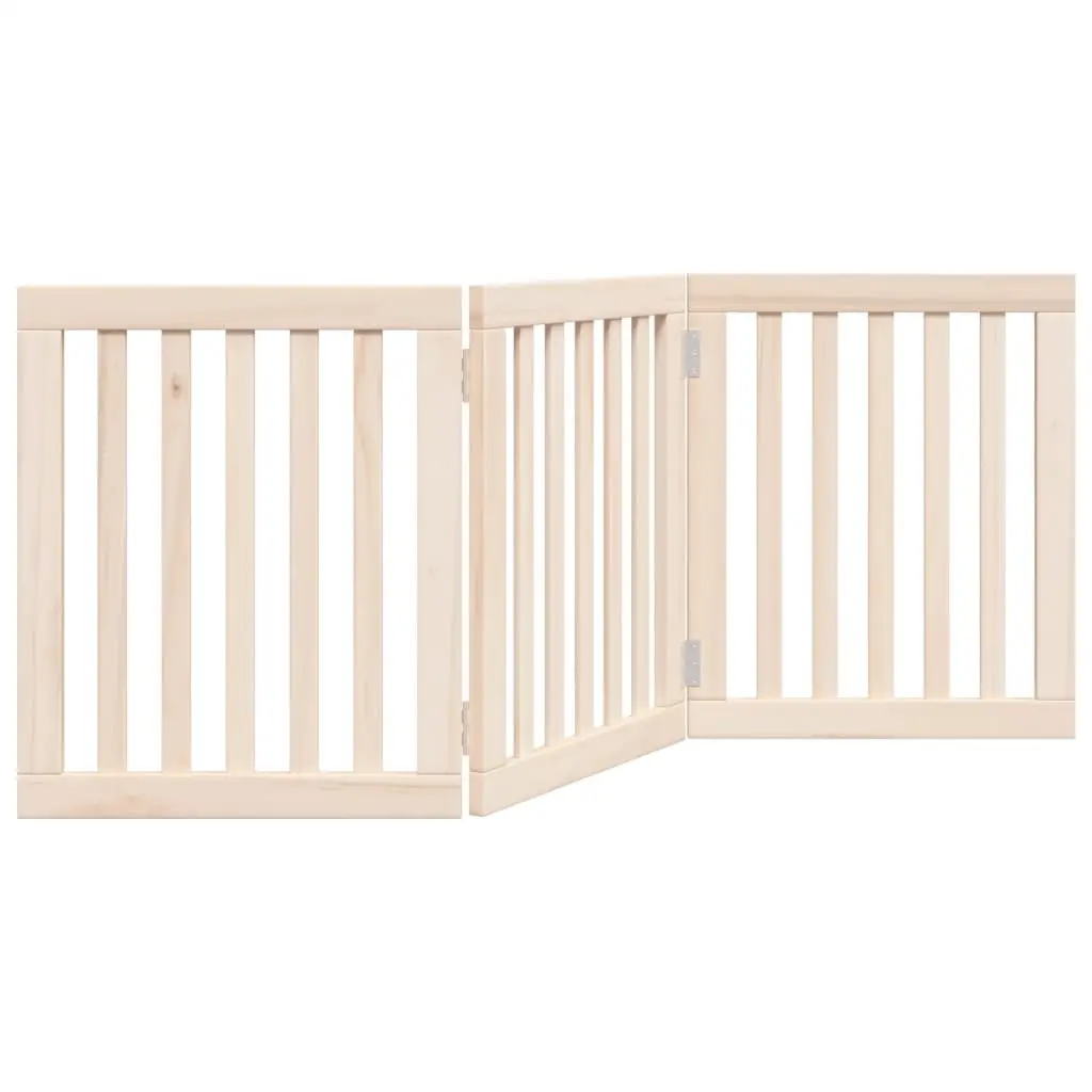 Dog Gate Foldable 3 Panels for Living Room Kitchen Stairs 150 cm Poplar Wood Brown