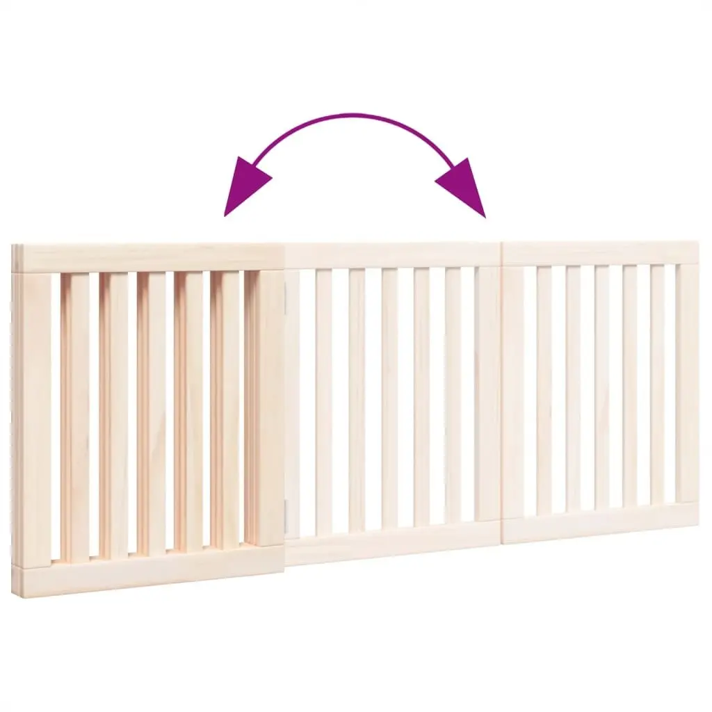 Dog Gate Foldable 3 Panels for Living Room Kitchen Stairs 150 cm Poplar Wood Brown