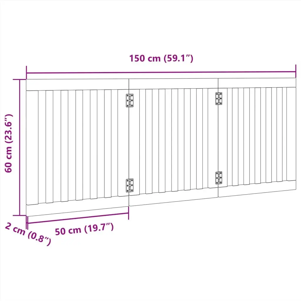 Dog Gate Foldable 3 Panels for Living Room Kitchen Stairs 150 cm Poplar Wood Brown