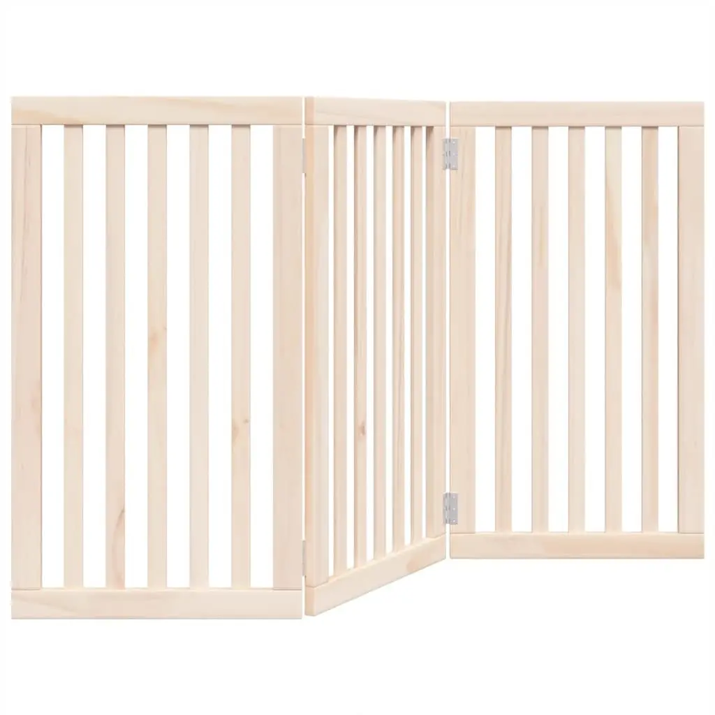 Dog Gate Foldable Indoor 3 Panels 150 cm Brown Poplar Wood