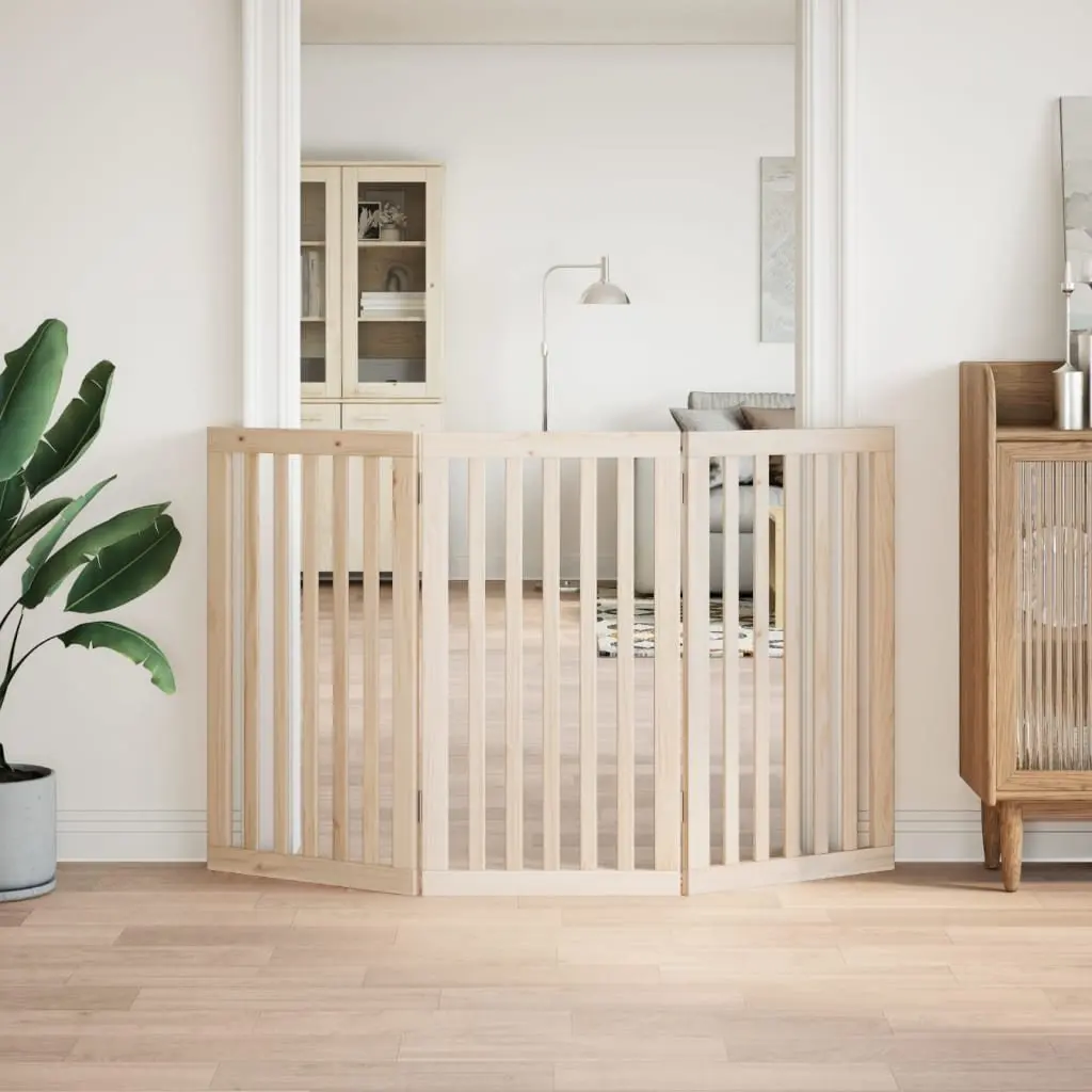 Dog Gate Foldable Indoor 3 Panels 150 cm Brown Poplar Wood
