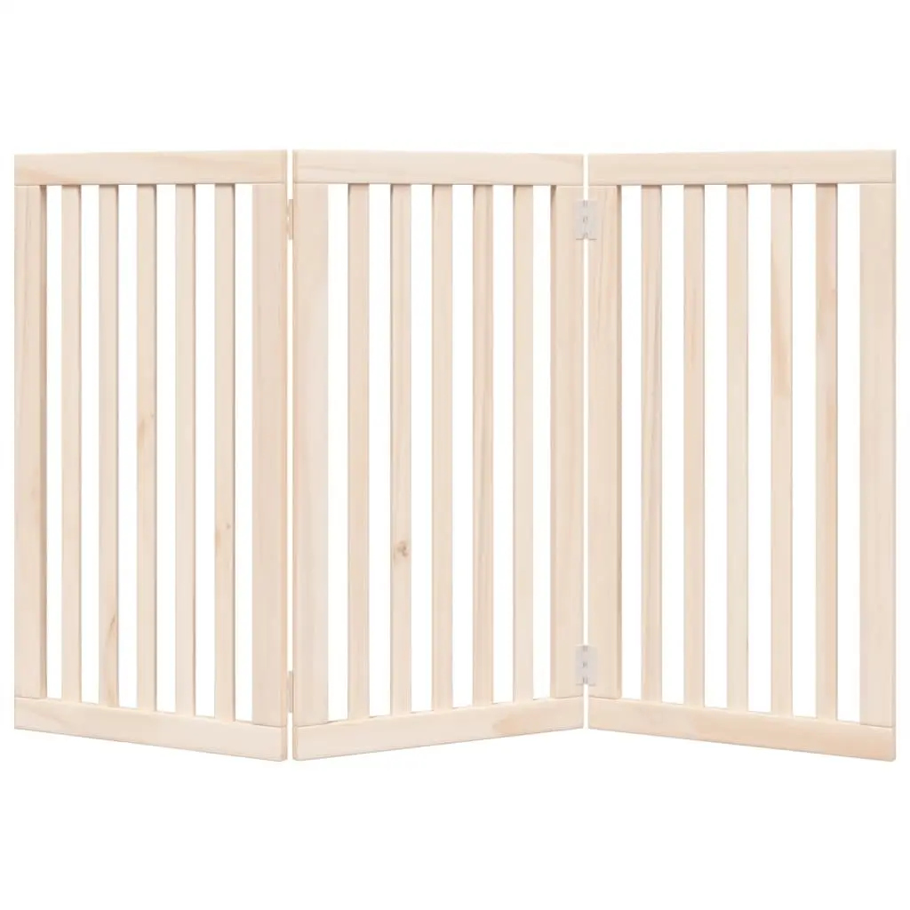Dog Gate Foldable Indoor 3 Panels 150 cm Brown Poplar Wood