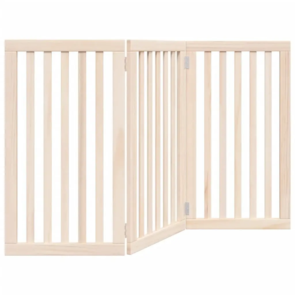 Dog Gate Foldable Indoor 3 Panels 150 cm Brown Poplar Wood