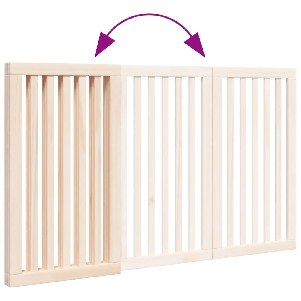 Dog Gate Foldable Indoor 3 Panels 150 cm Brown Poplar Wood