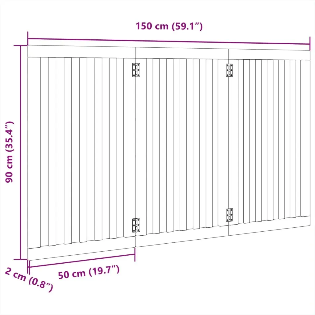 Dog Gate Foldable Indoor 3 Panels 150 cm Brown Poplar Wood