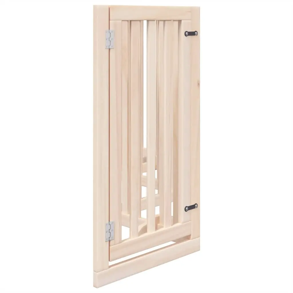 Dog Gate Foldable 6 Panels for Living Room Kitchen 300cm Poplar Wood Pet Safety Barrier with Door Lock