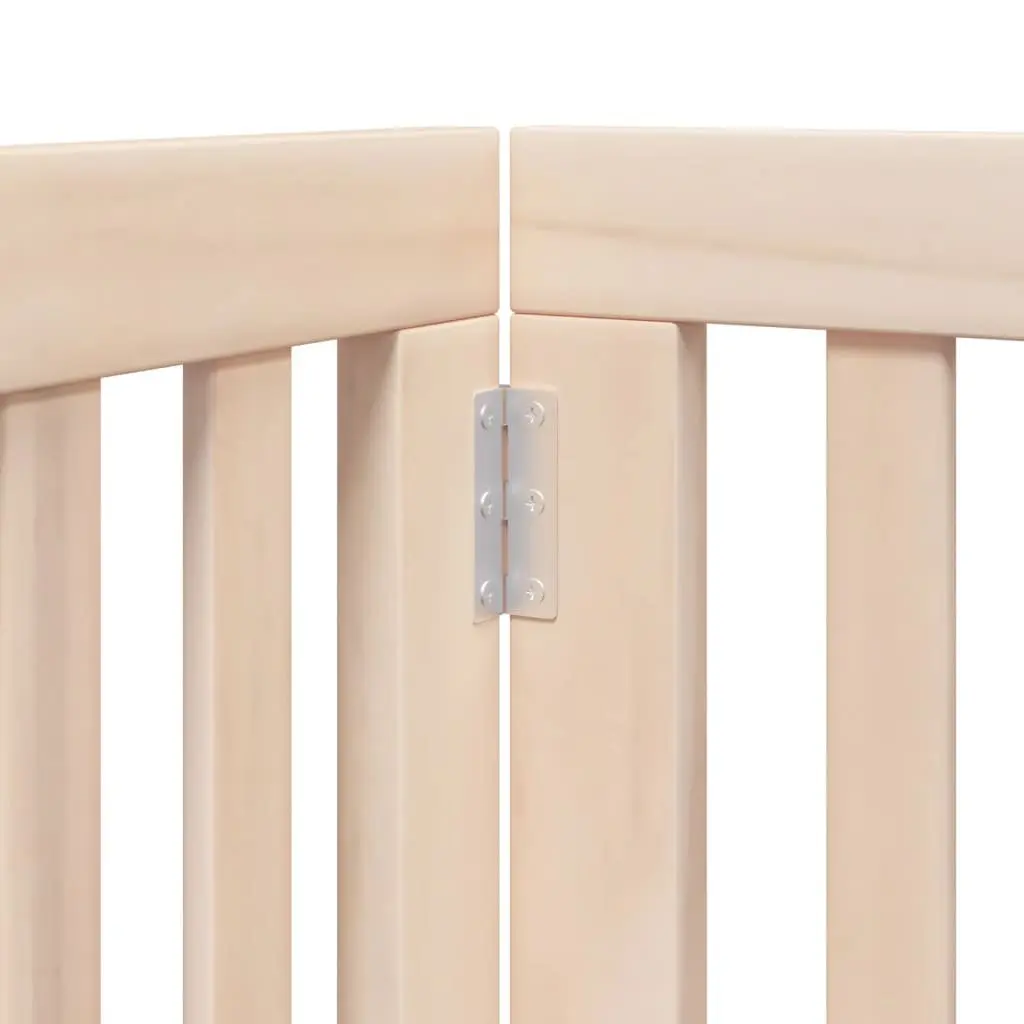 Dog Gate Foldable 6 Panels for Living Room Kitchen 300cm Poplar Wood Pet Safety Barrier with Door Lock