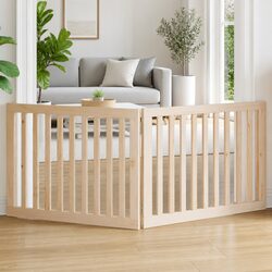 2-Panel Dog Gate 160cm in Brown Poplar Wood