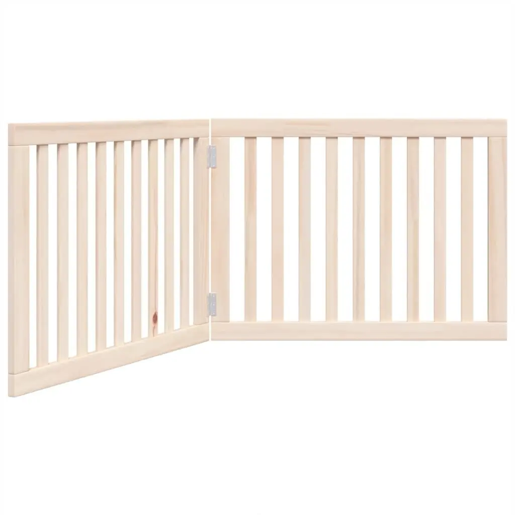 Dog Gate Foldable 2 Panels 160cm Brown Wood Living Room Kitchen Stairs Doorways