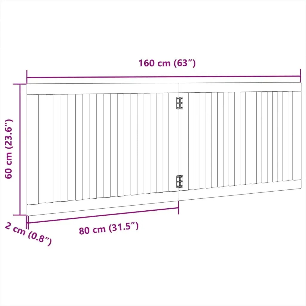 Dog Gate Foldable 2 Panels 160cm Brown Wood Living Room Kitchen Stairs Doorways