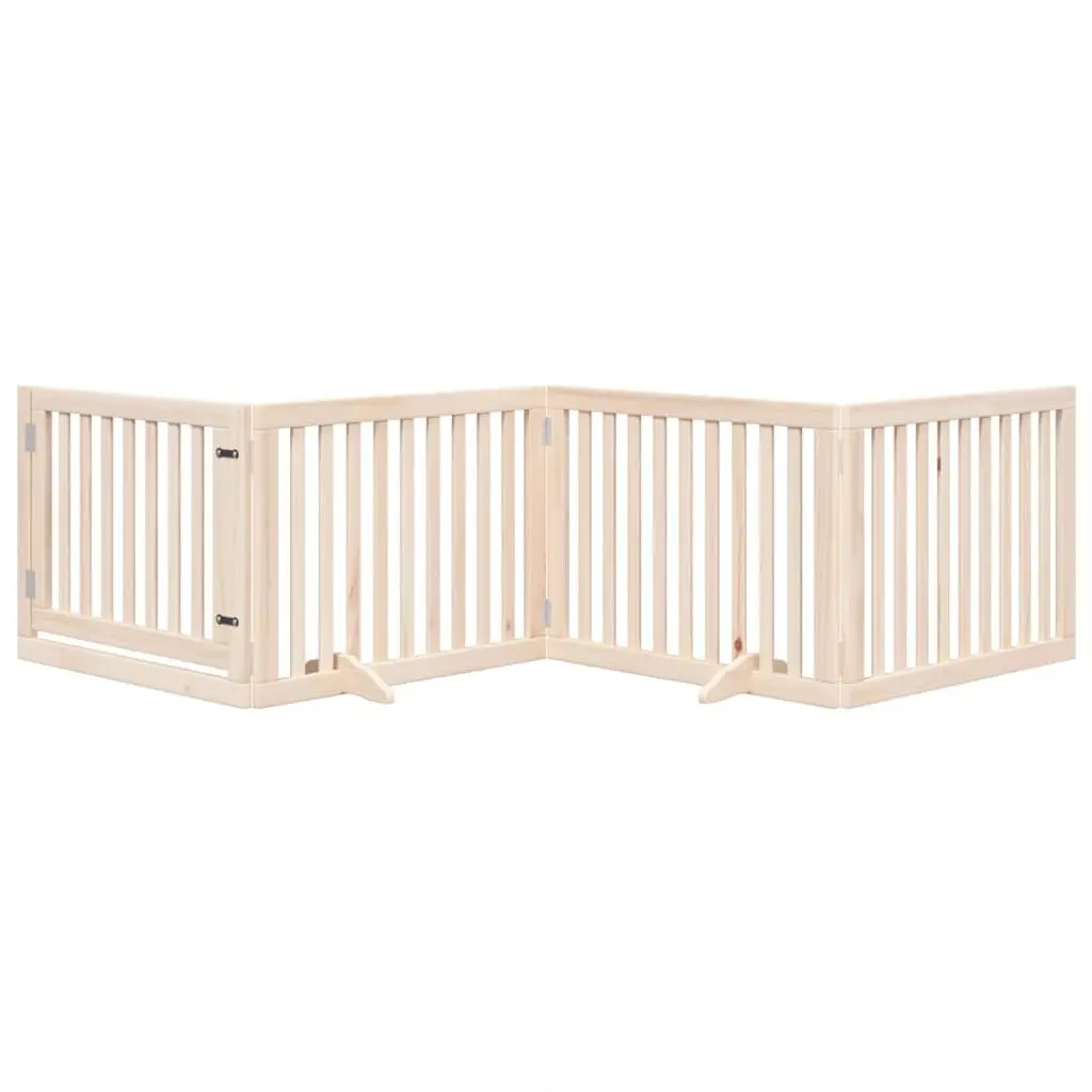 Dog Gate Foldable 4 Panels 320cm Poplar Wood Pet Safety Barrier Door Lock