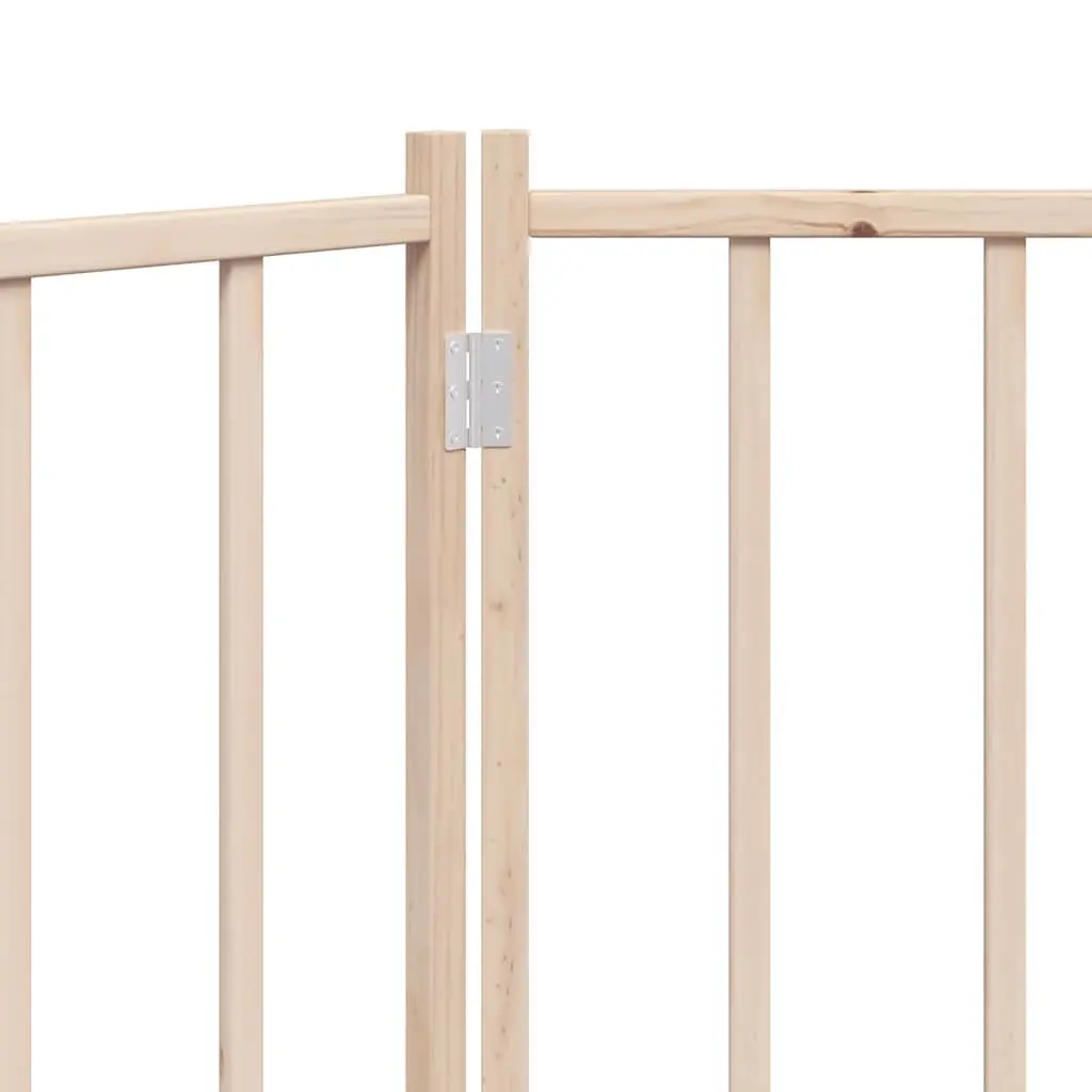 Dog Gate Foldable 3 Panels 150 cm Solid Wood Fir Pet Safety Barrier for Living Room Kitchen Stairs Doorways